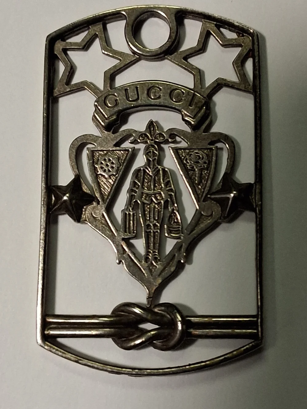 RARE 1990s Tom Ford Design Gucci  Knights Crest Dog Tag Necklace - 929 Silver